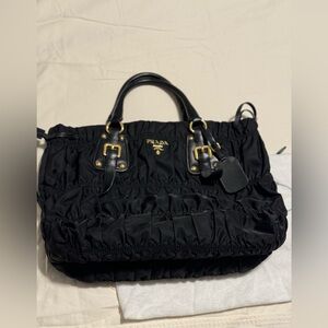 Prada Tesoro Gaufre Nylon and Leather shoulder bag
